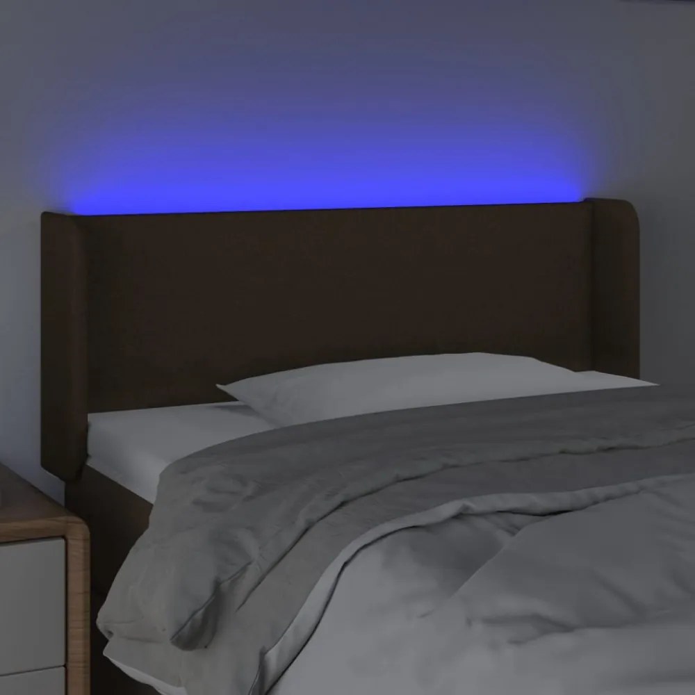 sötétbarna szövet LED-es fejtámla 103 x 16 x 78/88 cm