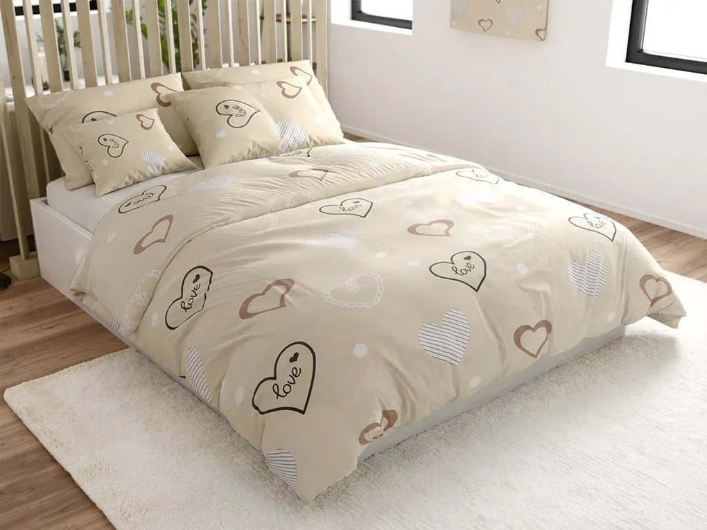 Pamut ágynemű DEAMON POLY bézs Ágyneműhuzat mérete: 2 db 70 x 90 cm | 200 x 220 cm