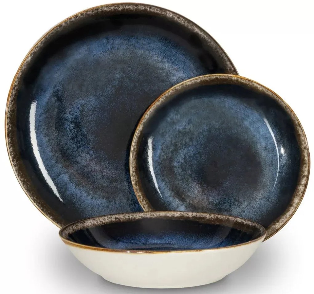 Berlinger Haus 18 részes porcelán étkészlet Deep Sea matt kék