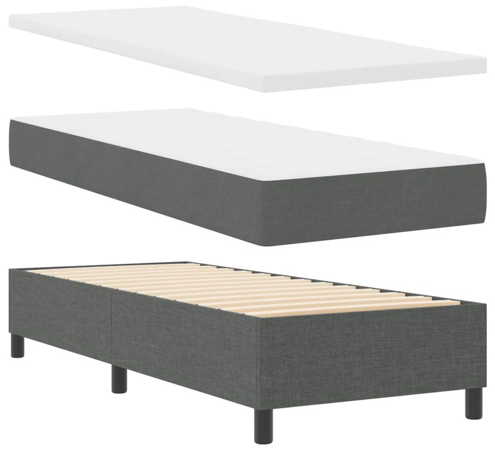 Box Spring Ágy Matraccal és Pad Sötétszürke 80x200 cm Szövet