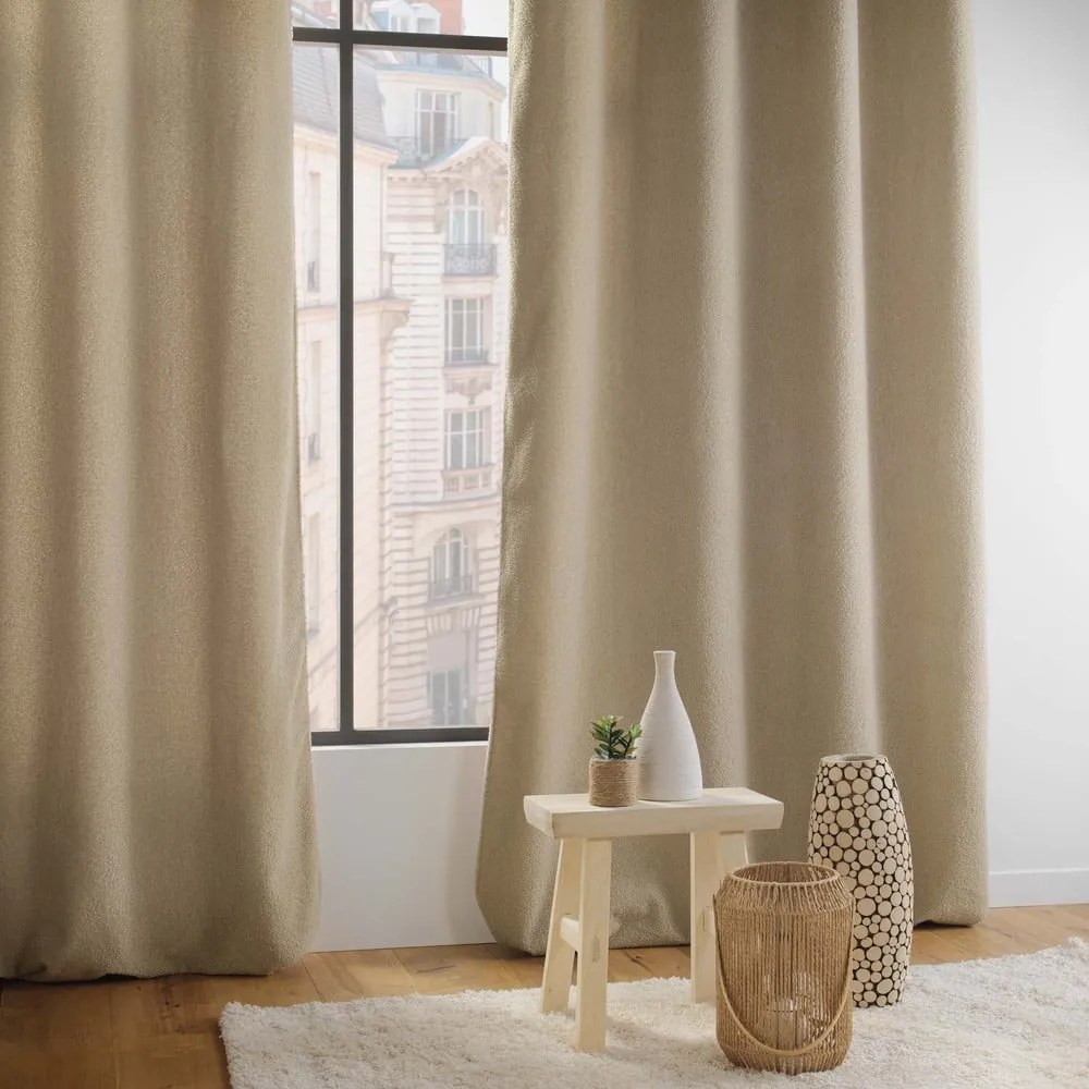 Bézs buklé függöny 140x240 cm Wooly – douceur d'intérieur