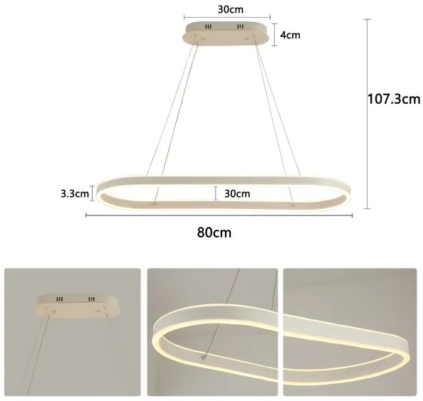 Brilagi - LED kábeles csillár PONDIE LED/45W/230V 80x30 cm fehér