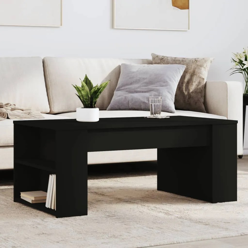 Fekete szerelt fa dohányzóasztal 102 x 55 x 42 cm