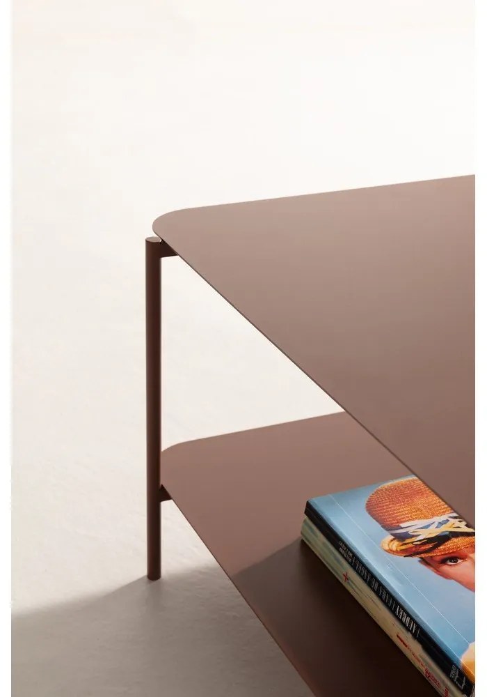 Terrakotta színű fém dohányzóasztal 58x90 cm Beatrix – MOME