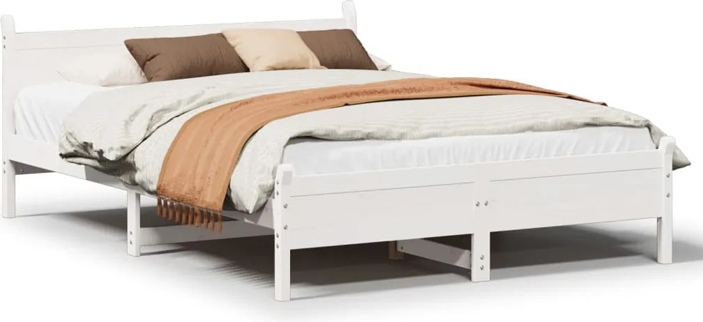 vidaXL fehér tömör fenyőfa ágy matrac nélkül 140x190 cm