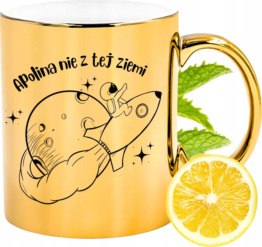 Prémium Arany Csillogó Bögre Apolina Ajándék Nyomtatott Fotóval