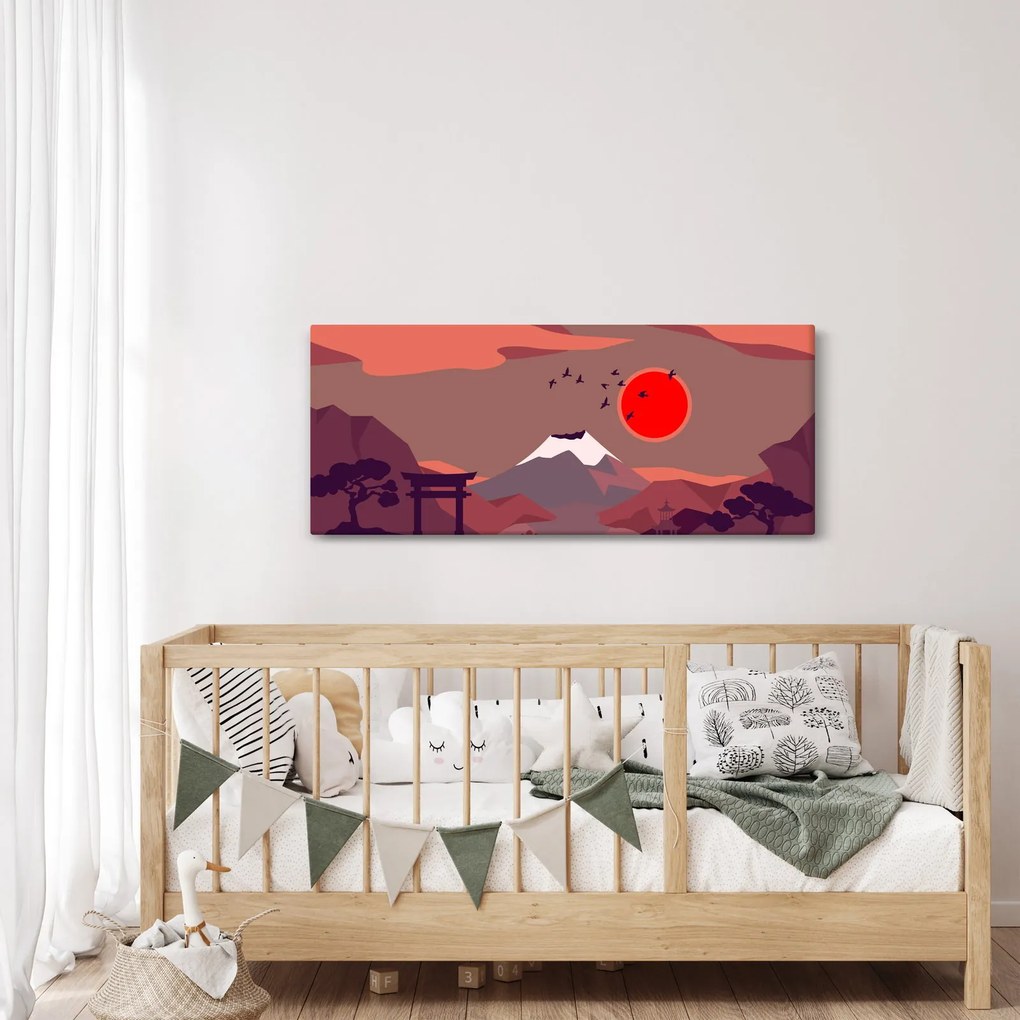Kép - A Fuji-hegy illusztrációi (120x50 cm)