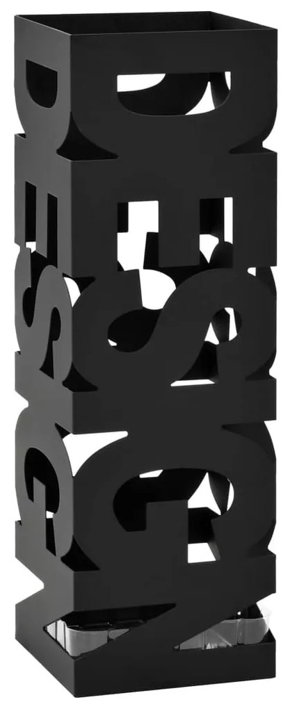 fekete acél esernyőtartó DESIGN&quot; felirattal &quot;