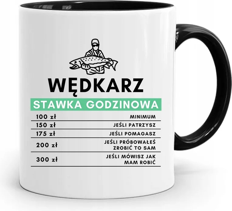 Fekete Bögre Horgászoknak Óradíj Ajándék fényképes nyomtatással