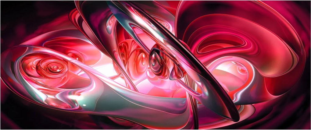 Piros fraktálos kép (120x50 cm)