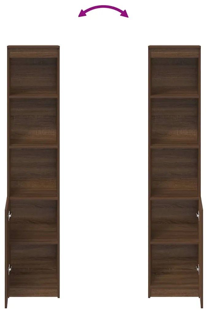 barna tölgy színű szerelt fa magasszekrény 37,5x35x180 cm