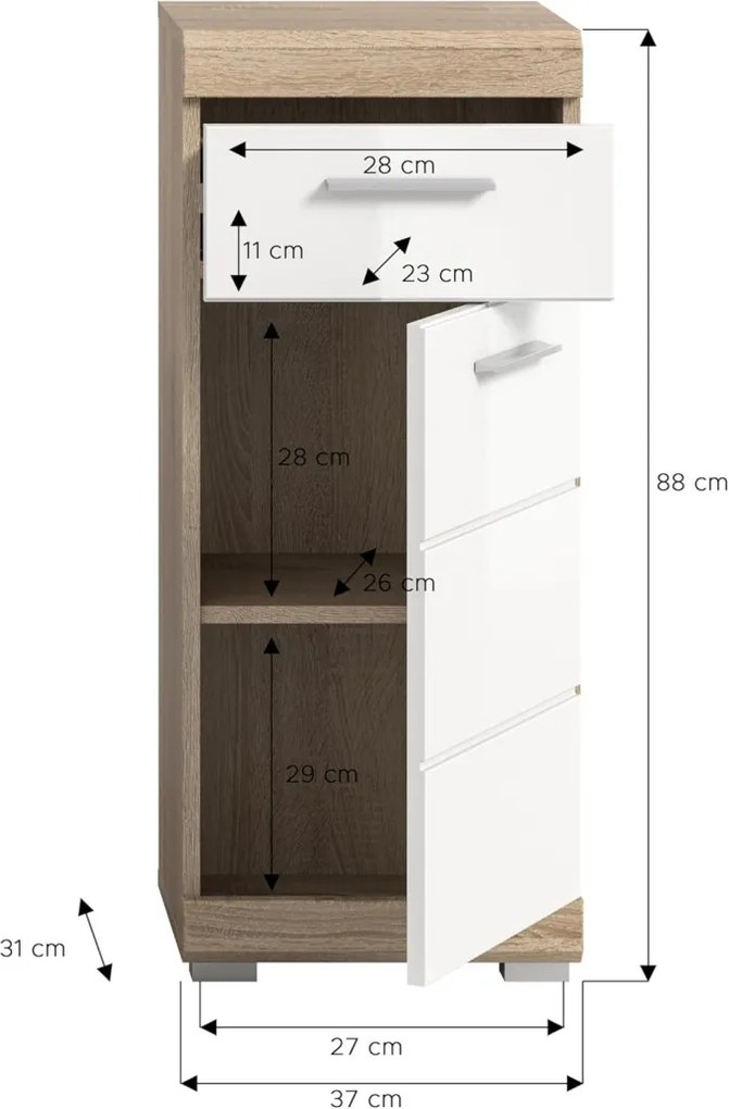 Lambada fürdőszoba szekrény sonoma tölgy/fehér