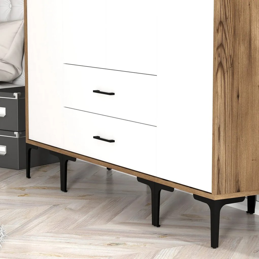Kumsal gardróbszekrény, dió-fehér, 160 cm – TR845HCT5480