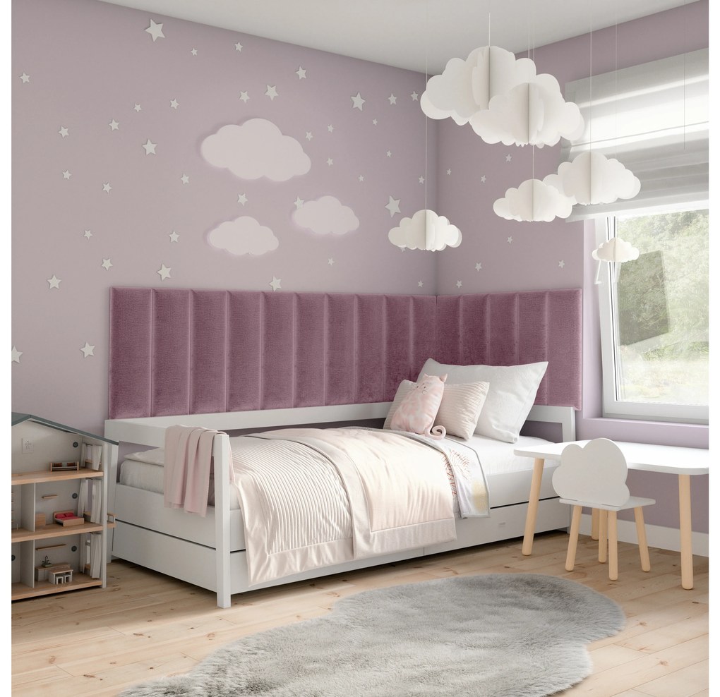 Kárpitozott panel 15 db.  Quadra 300x60 cm (rózsaszín). 1052003