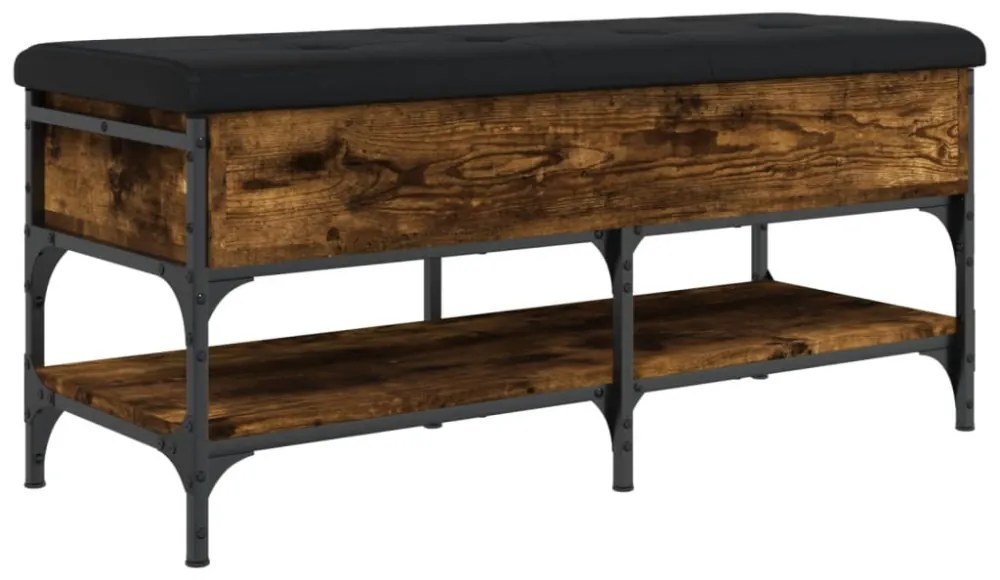 füstös tölgy színű szerelt fa cipőtároló pad 102 x 42 x 45 cm