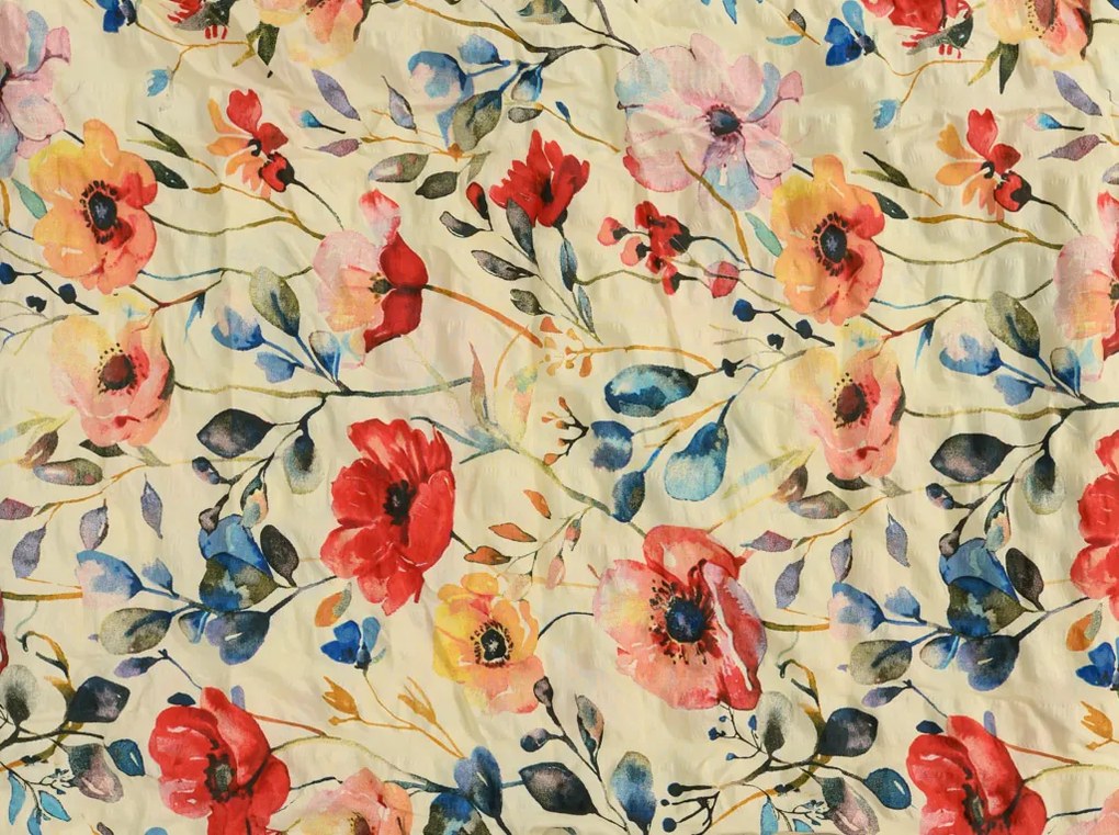 Krepp ágynemű FLOREEN krémszínű Ágyneműhuzat mérete: 70 x 90 cm | 140 x 200 cm