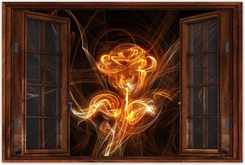 Poszterek 60x40 Lángoló fraktál rózsa