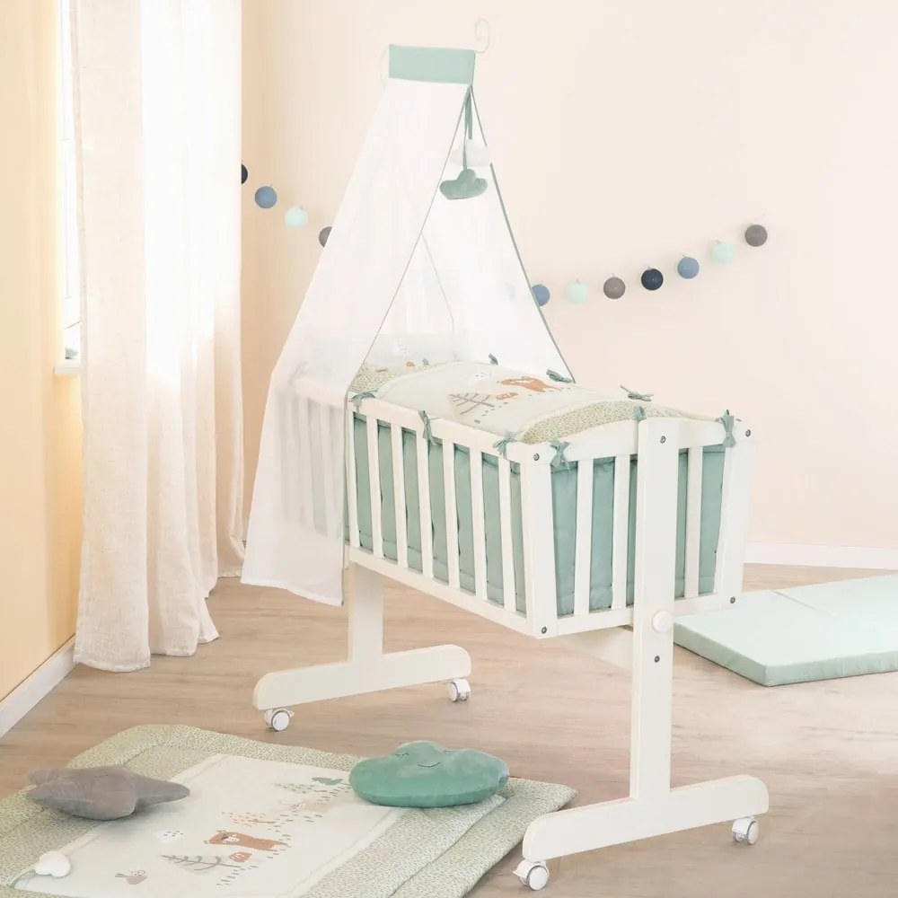 Világoszöld pamut gyerek ágyneműhuzat babaágyhoz 80x80 cm Woodland Buddies – Roba