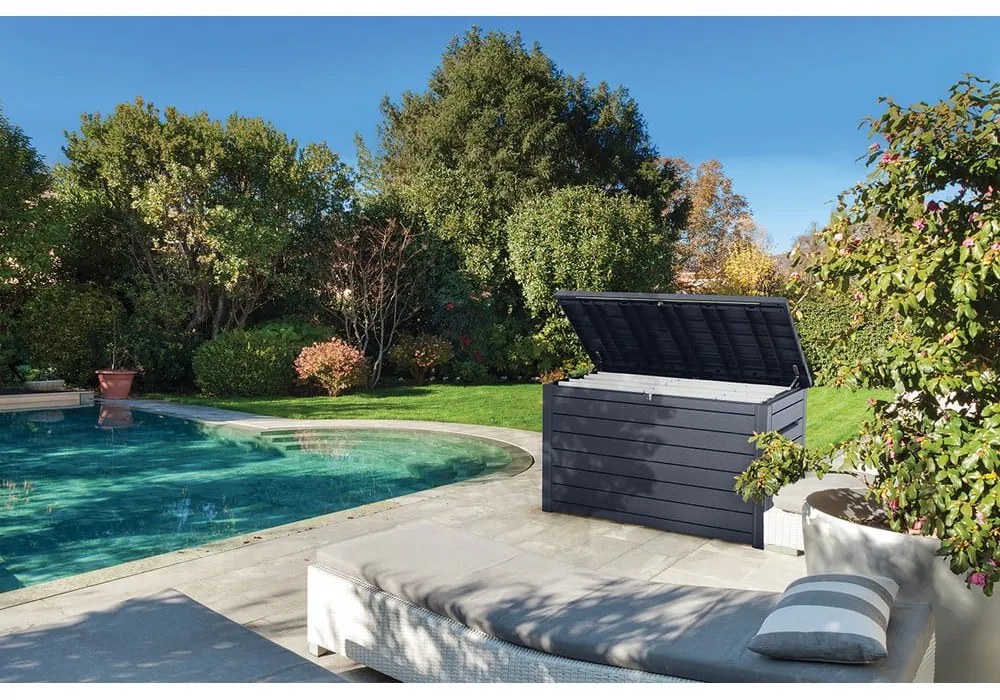 Antracitszürke műanyag kerti tárolódoboz Ontario – Keter