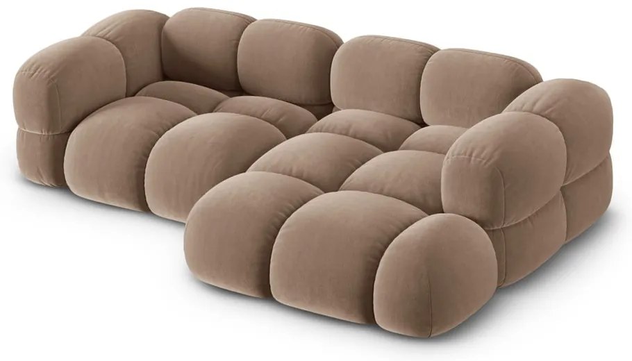 Barna bársony sarokkanapé (jobb oldali-heverő résszel) Loretto – Cosmopolitan Design