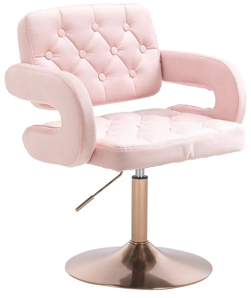 HR8403 Púderrózsaszín modern velúr szék arany lábbal