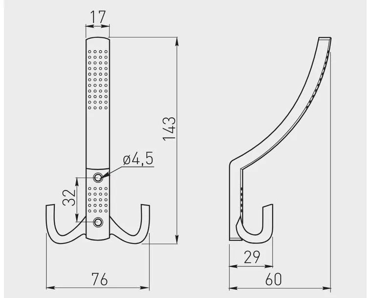 Fogas fém, K23-A0, kalaptartós, matt nikkel