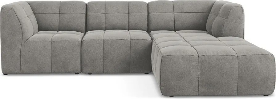 Szürke bársony sarokkanapé (jobb oldali-heverő résszel) Aloha – Makamii