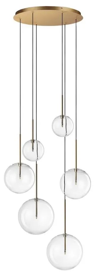 Ideal Lux - LED Csillár zsinóron EQUINOXE 6xG4/2W/230V átm. 65 cm réz/átlátszó