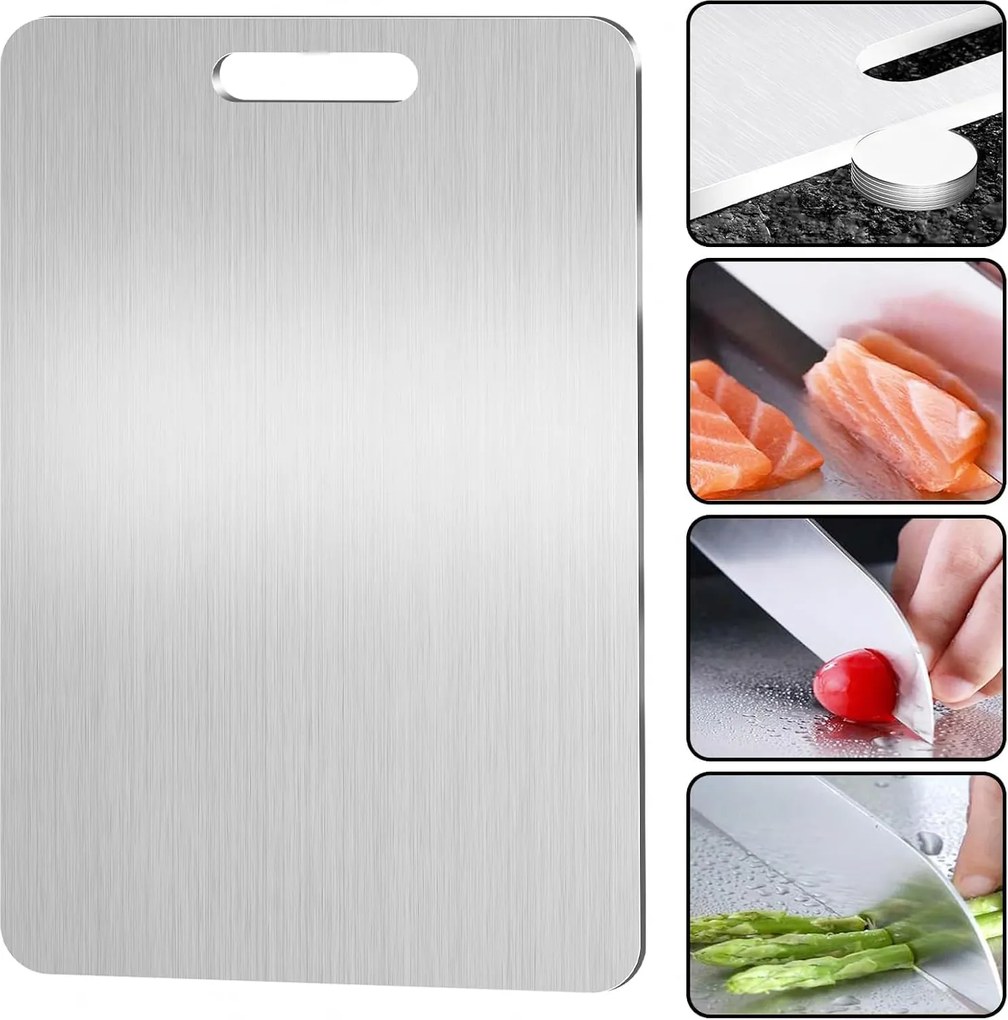 Rozsdamentes Acél Vágódeszka 39x28cm kétoldalas