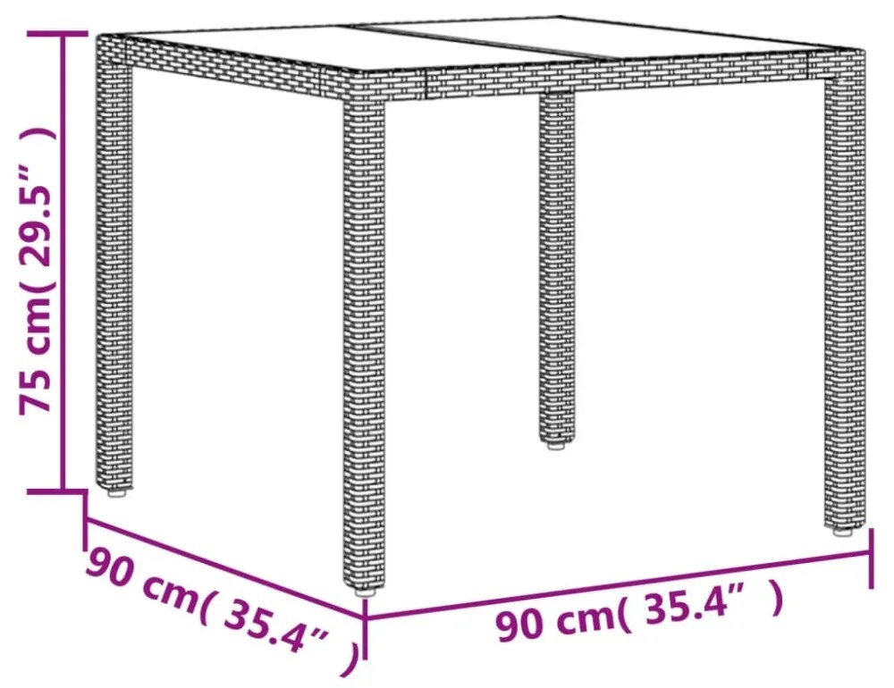 vidaXL3részes fekete polyrattan/akácfa kerti étkezőgarnitúra párnákkal