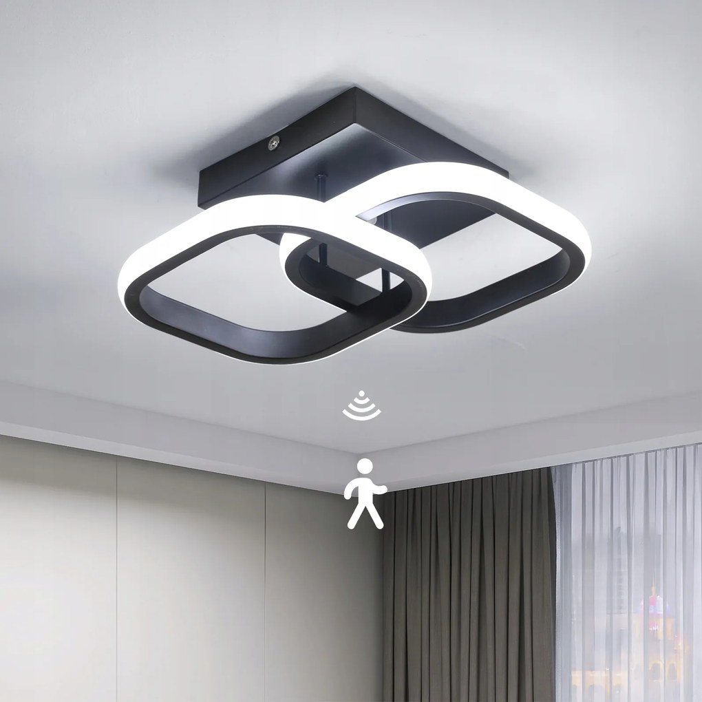 Lampa Sufitowa Z Czujnikiem Ruchu Wiszaca Czarna 6500K Nowoczesna Do Salonu