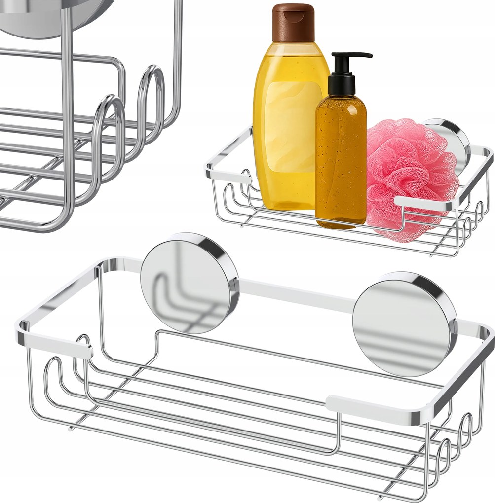 Ezüst Fürdőszobai Akasztós Zuhanypolc Fúrás Nélkül Strapabíró