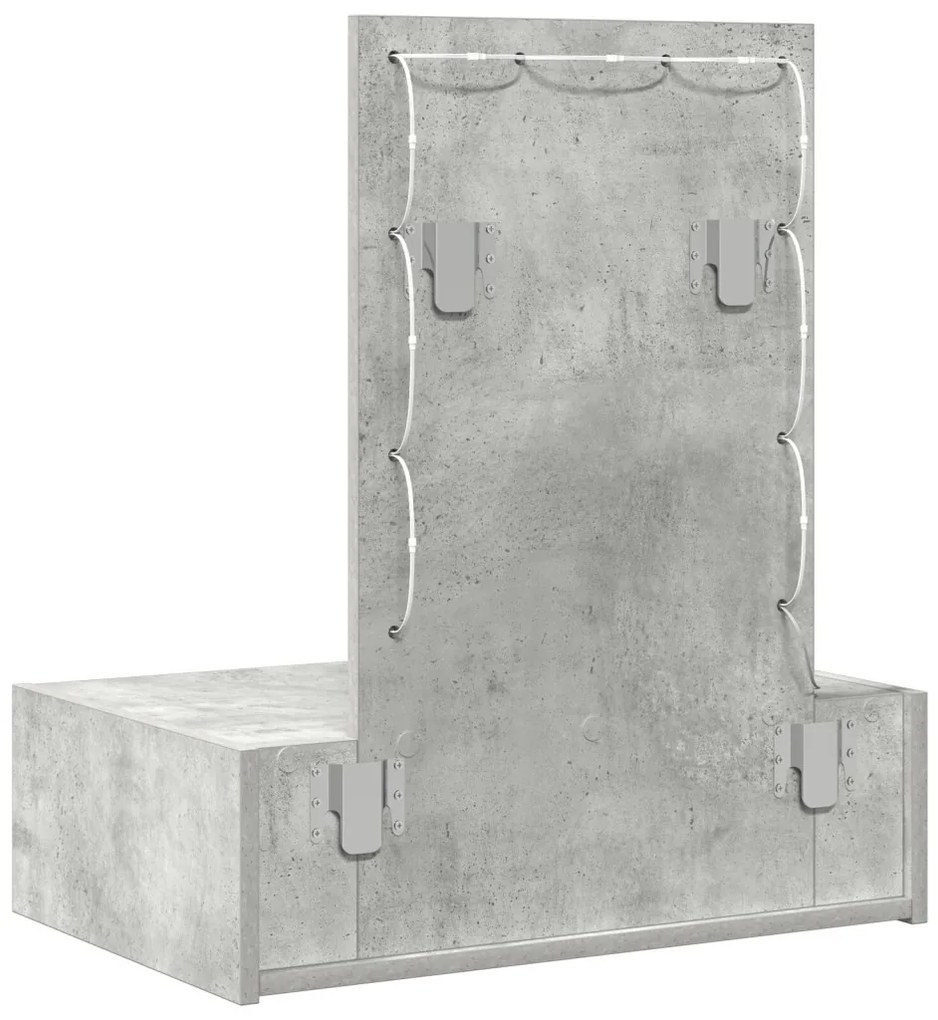 vidaXL Öltözködőasztal tükör lámpákkal Szürke 60 x 40 x 70 cm Faanyag