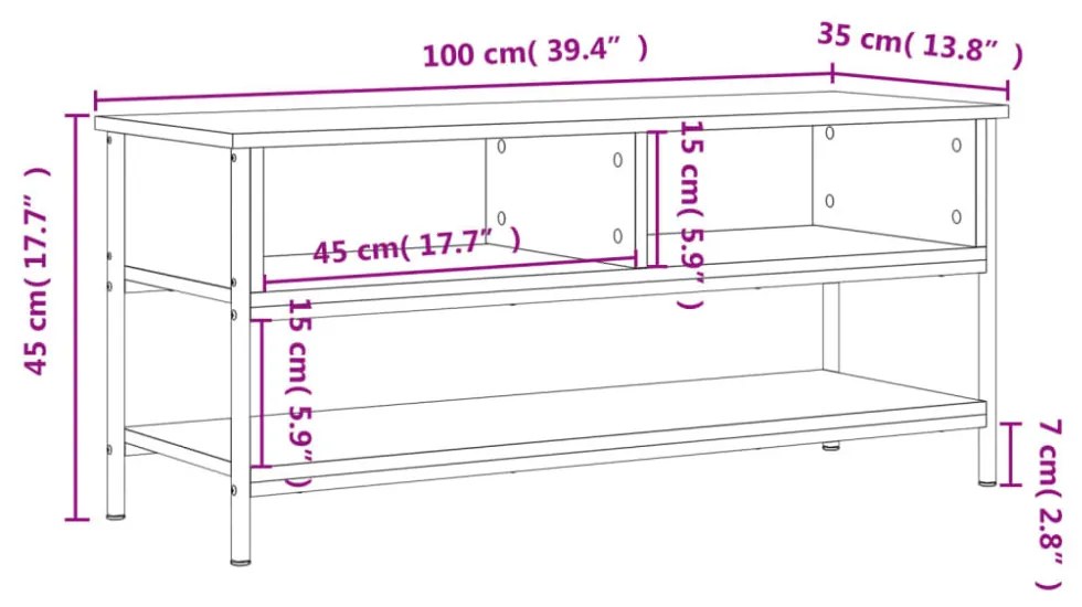 fekete szerelt fa TV-szekrény 100 x 35 x 45 cm