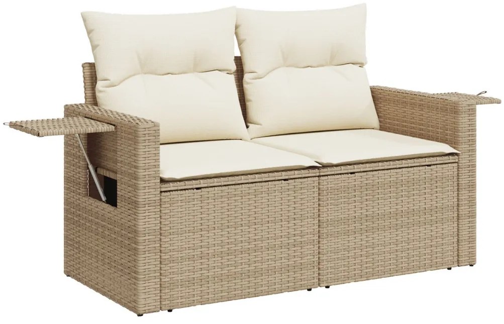 Kerti Kanapé Szett tárolóval 14 pcs Bézs Poli rattan