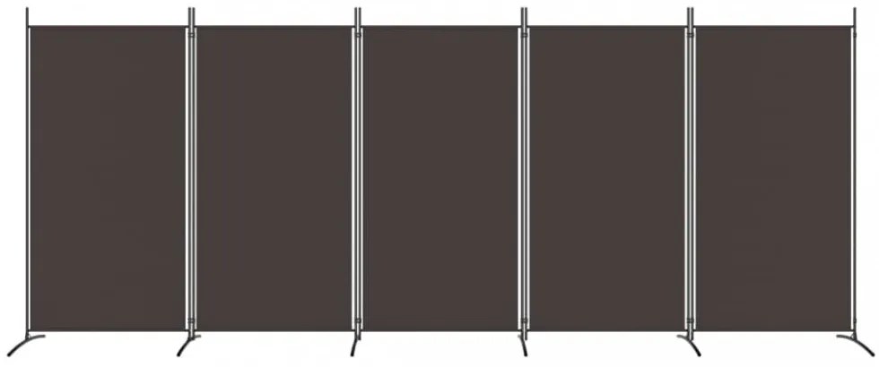5 paneles barna szövet térelválasztó 433 x 180 cm