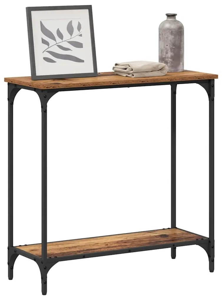 Konzolasztal polcokkal Régi fa 75 x 30.5 x 75 cm Faanyag