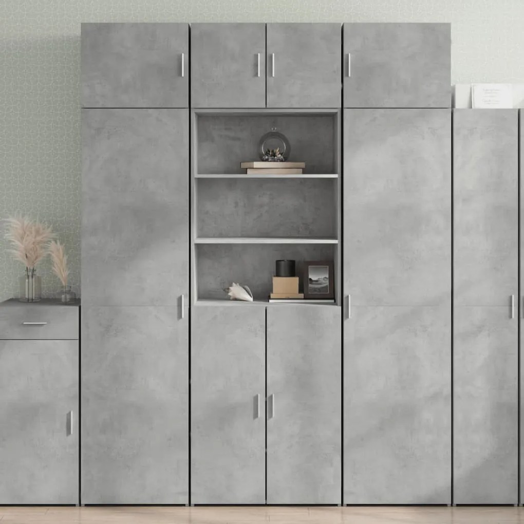 betonszürke szerelt fa magasszekrény 70 x 42,5 x 185 cm
