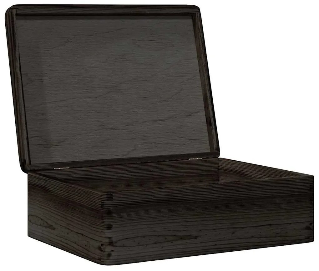 Fa doboz tetővel Fekete 40x30x13 cm tömör fa fenyő