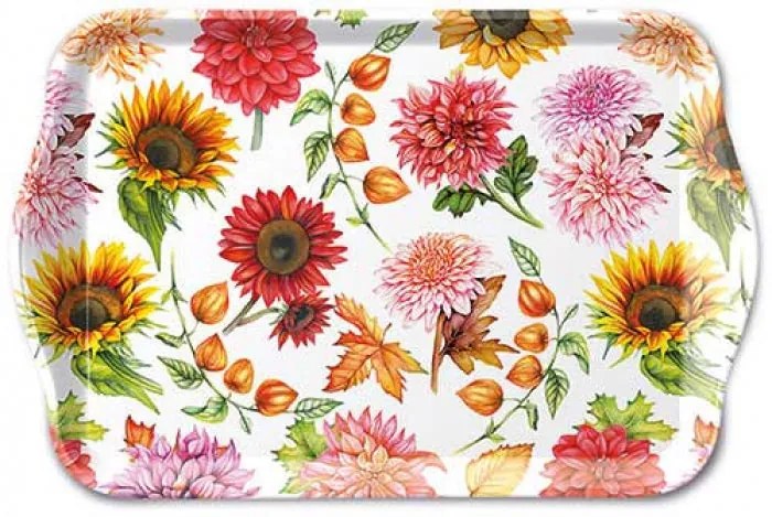 Őszi Virágmező műanyag konyhai kis tálca 13x21 cm