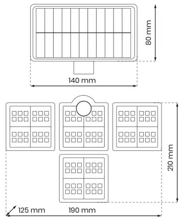 LED Napelemes reflektor mozgás- és szürkületérzékelővel 30W/3,7V 2400 mAh IP47 + távirányító