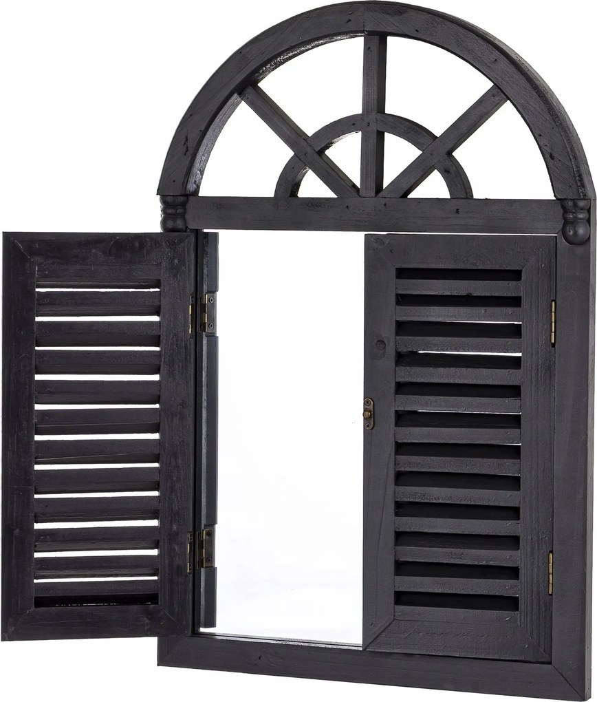 Dekorációs tükör nyitható redőnyökkel, fekete színű redőnyök