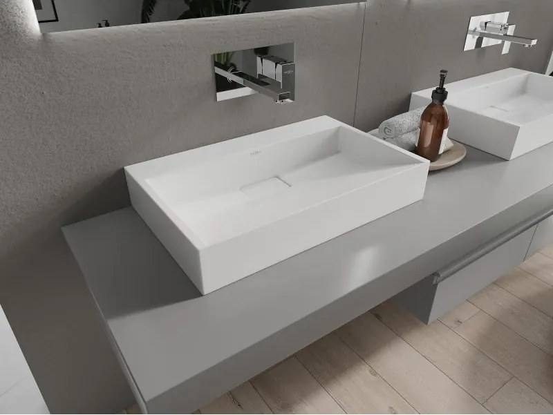 Mexen Ava konglomerát pultra helyezhető mosdókagyló B/O 60 x 38 cm, fehér - 23016000
