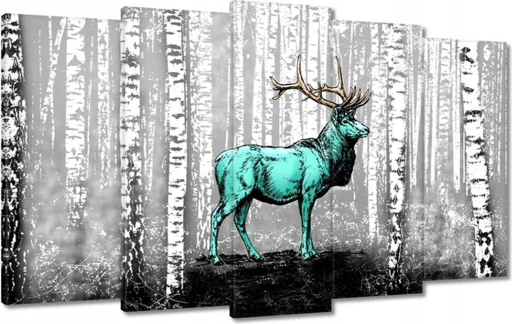 Vászonkép 100x60 Szarvas Nyírfa Erdő