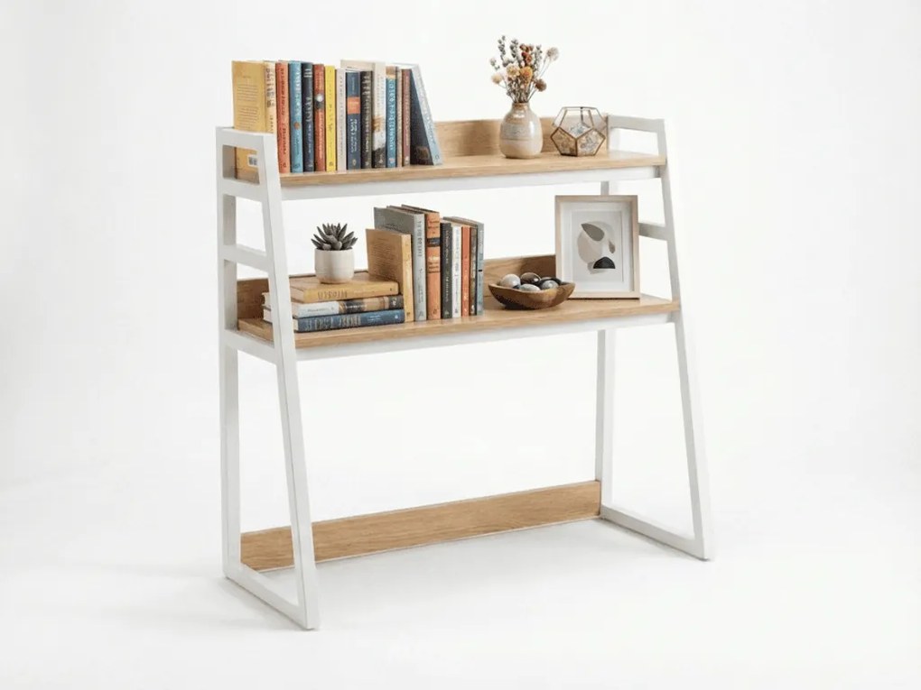 Polc az asztalra VERTEX 90x95 cm, fehér / tölgy dekoráció