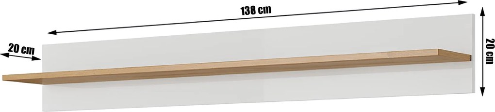 Polc, fehér/tölgy grandson/magasfényű fehér, CITY