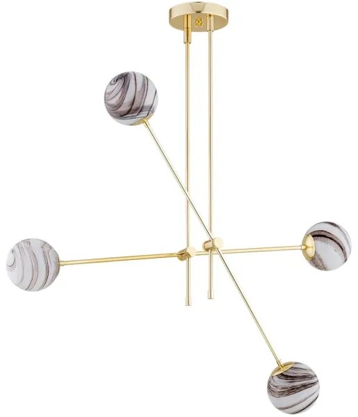 Argon 1840 - Csillár rúdon ABSOS 4xE14/7W/230V alabástrom arany