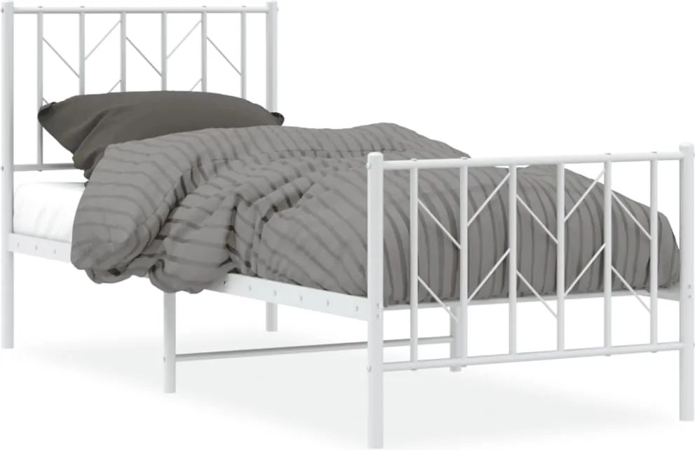 vidaXL fehér fém ágykeret fej- és lábtámlával 75 x 190 cm