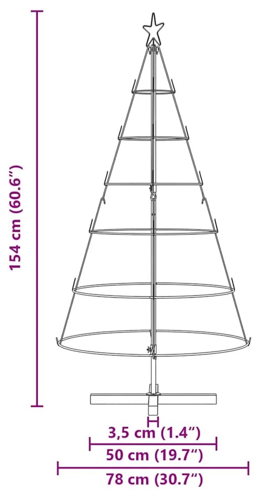 Karácsonyi kúp fa állvánnyal Fekete 150 cm Acél