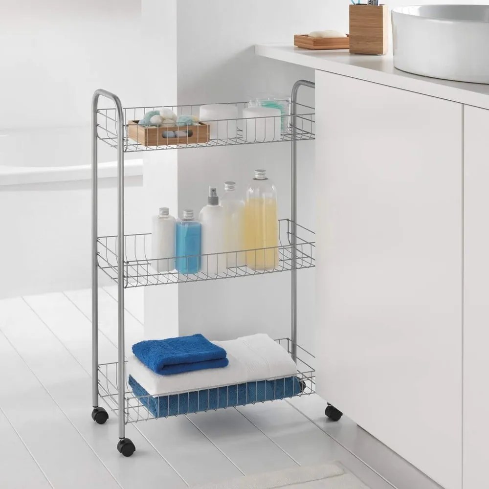 Ascona Slim De Luxe háromszintes görgős polc, magasság 84 cm - Metaltex